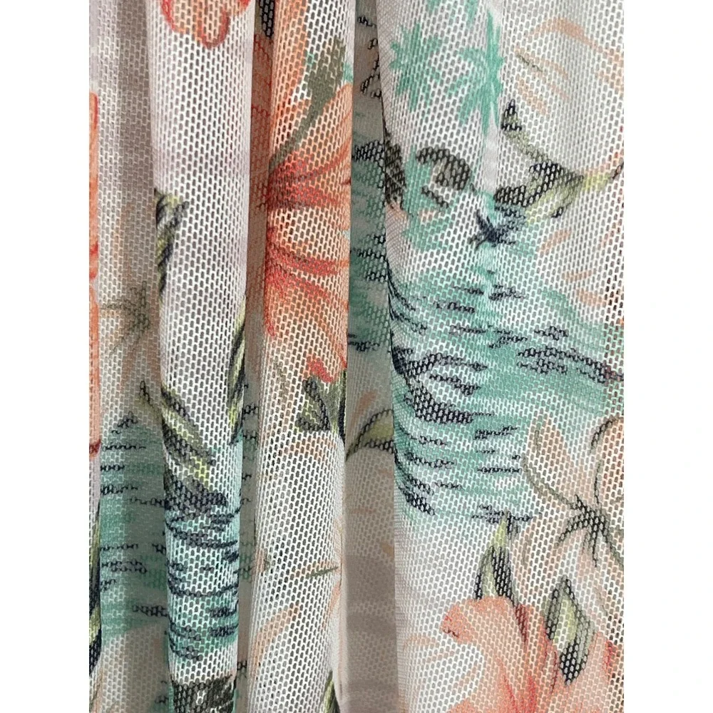 Love Fire Floral Mini Dress Large‎ Tropical Hibiscus Tiered Summer Sleeveless